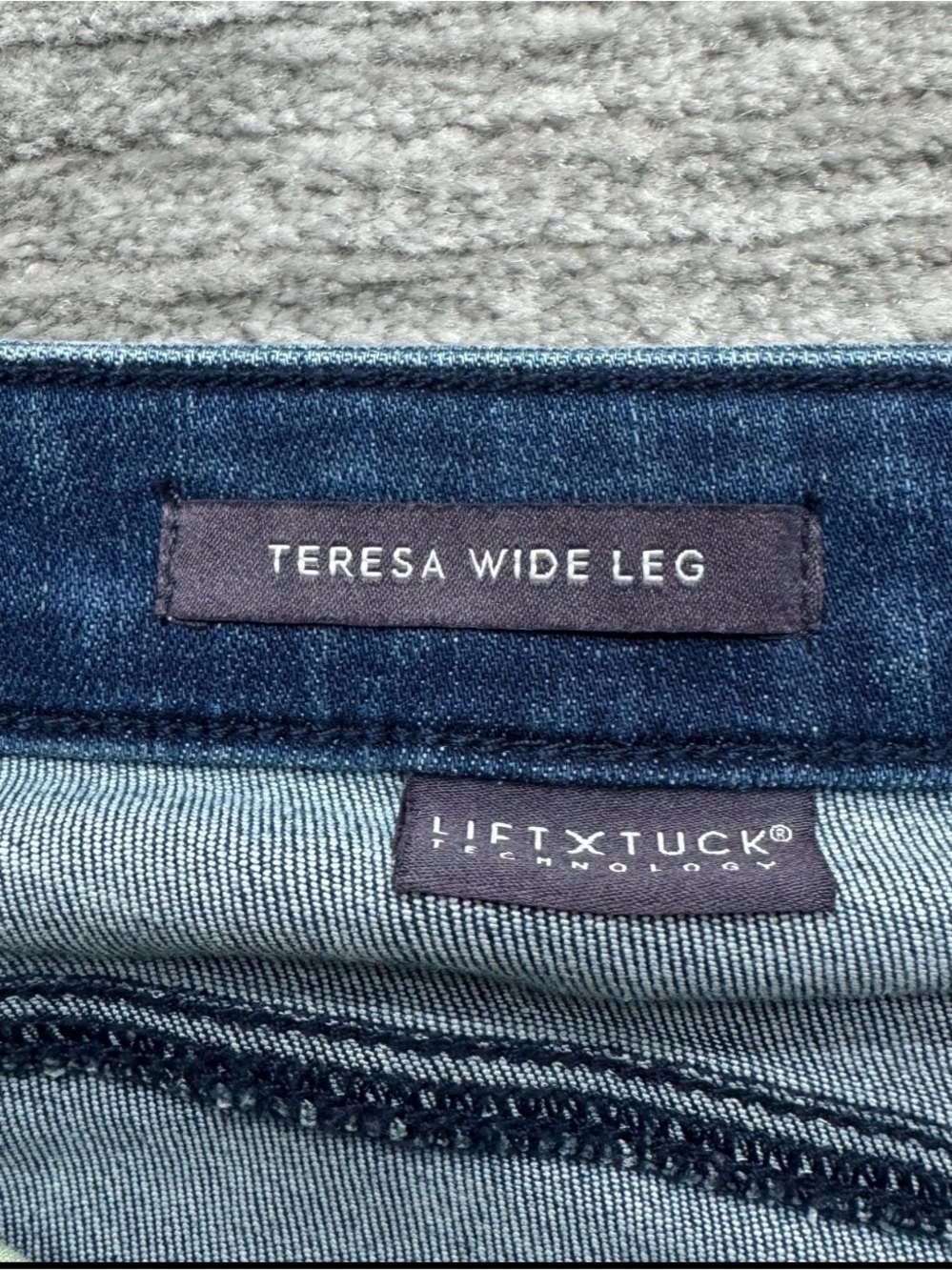 NYDJ Dark Blue Wide Leg Button-Cuff Jeans - Picture 3 of 6